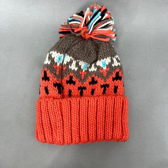 Beanie Fair Isle Knit Pom Pom Unisex One Size Cozy Nordic Scandinavian Snow - Picture 2 of 8